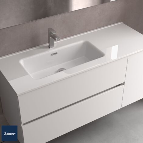 Salgar Waschtisch CONSTANZA 1200 Schrankelement rechts ohne Siphon und Clickerabfluss, für Schrank 900 PORZELLAN WEIß 1210 x 20 x 460 mm
