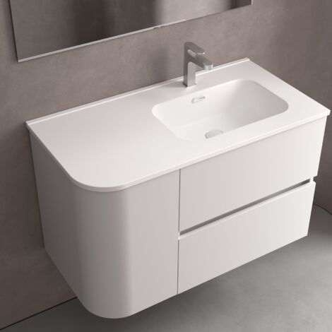 Salgar Waschbecken CONSTANZA 900I para coqueta curva, ohne Siphon oder Clicker-Ablauf MATT-WEISS 910 x 20 x 460 mm