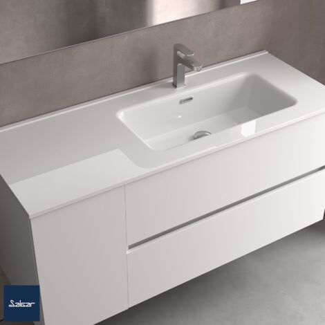 Salgar Waschtisch CONSTANZA 1000 Schrankelement links ohne Siphon und Clickerabfluss, für Schrank 700 PORZELLAN WEIß 1010 x 20 x 460 mm