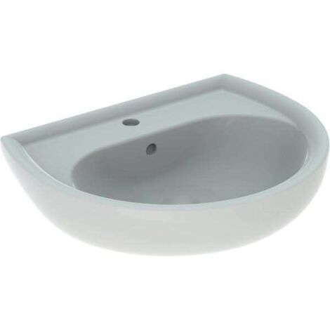 Geberit Renova Waschtisch, Breite 60cm, Tiefe 49cm, Hahnloch mittig, Überlauf sichtbar, Pergamon (1/5)