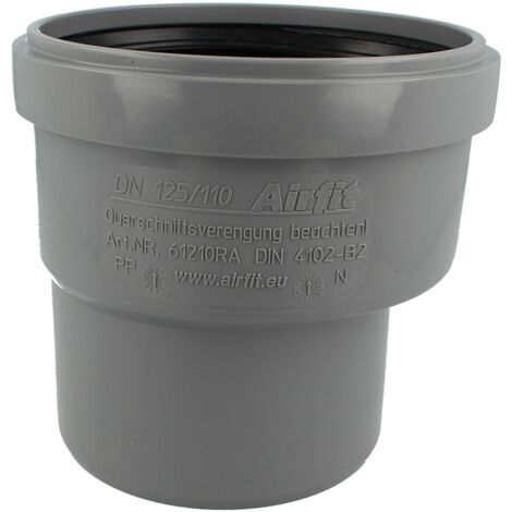 Airfit Reduzieradapter Muffe DN125  Spitzende 110, exzentrisch, aus PP