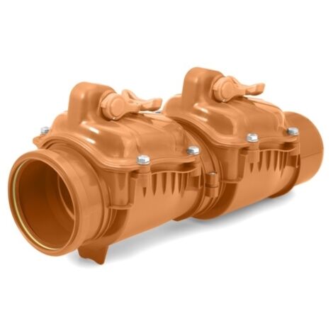 airfit Doppelrückstauklappe DN 160mit zusätzl. Handverschlüssen, rotbraun
