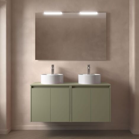 Badezimmermöbel NOJA 1400 4 Türen GREEN SATIN + Waschtisch-Platte (1/2)