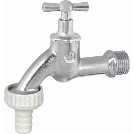 Auslaufventil mit Schlauchverschraubung, mit Knebel-Oberteil, 1/2", matt chrom (1/2)