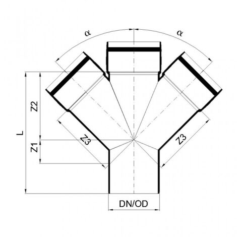 PoloPlast POLO KAL XS Doppelabzweig DN 110/110/110, 45 Grad, Horizontal