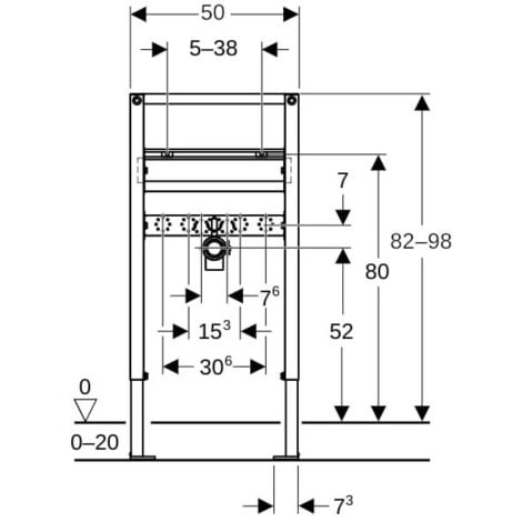 Geberit Duofix Waschtisch-Element 820 - 980 mm, für Einlocharmatur, Bauhöhe 980/820 mm