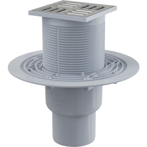 AlcaDrain Bodenablauf 105×105/50/75 mm mit einem senkrechten Abgang, Edelstahl Rost, Kombi-Geruchsverschluss SMART