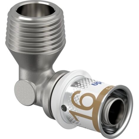 Uponor Winkelnippel S-Press PLUS aus Messing, verzinnt 16mmx1/2 AG (1/2)