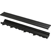 Alcadrain Entwässerungsrinne 60 mm mit Kunststoffrand und Rost aus Kunststoff C-Profil A15