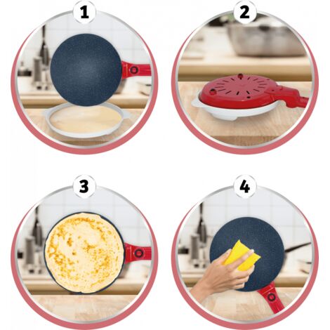 Venteo – Crêpière électrique 800 W – Surface antiadhérente pour cuisson uniforme – Longue poignée confortable pour sécurité – Facile à nettoyer