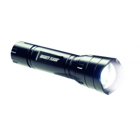 Venteo – Lampe torche Mighty Flash – Éclairage LED étanche – 5 fonctions d'éclairage – Zoom pour précision – Alimentation 3 piles AAA (1/5)