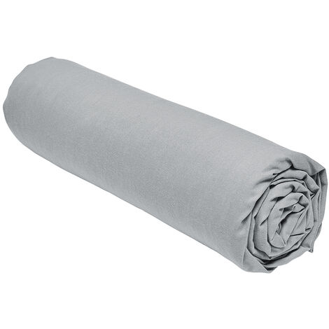 Drap housse 100% coton 180x200 bonnet 30 cm ESSENTIAL Gris Acier