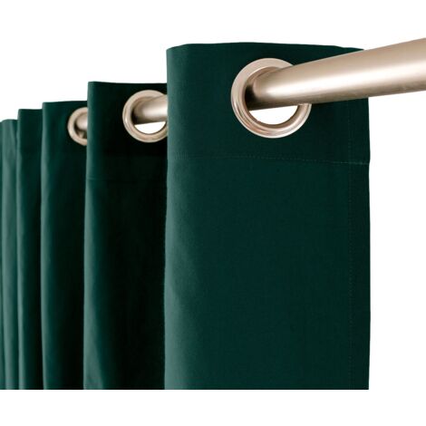 Rideau à oeillets 135x240 cm – 100% coton vert foncé – 8 œillets en métal chromé – Lavable en machine à 30° – Dock Avenue