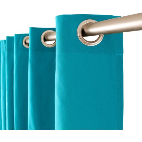 Rideau à oeillets 135x240 cm AUDREY 100% coton coloris TURQUOISE