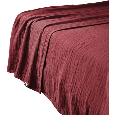 Drap plat Gaïa toutes dimensions Gaze de Coton Taille de drap plat 240  x 300 cm pour lit 2 places Couleur Gaïa Camel