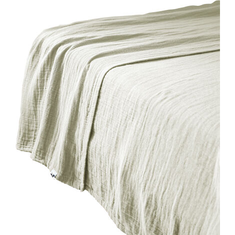Drap plat 270 x 300 cm Gaze de coton unie GAIA coloris Vert d'eau