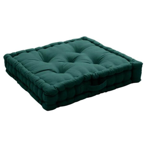 Homemaison – Coussin de sol en coton recyclé 50x50x10 cm – Tissu certifié OEKO-TEX – Poignée de transport pratique – Confort optimal intérieur/extérieur