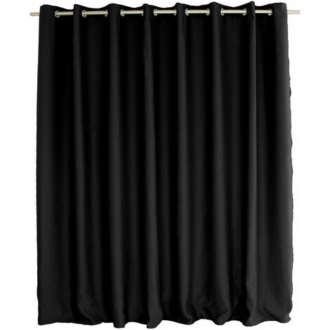 Homemaison – Rideau occultant 300 x 240 cm en 100% polyester – Couleur gris uni – Pour grandes fenêtres et baies vitrées