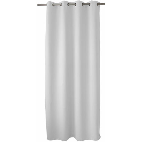 Homemaison – Rideau occultant 140 x 240 cm en polyester 210 g/m² – Coloris blanc gris – Masquage lumière 95% – 8 œillets en métal chromé