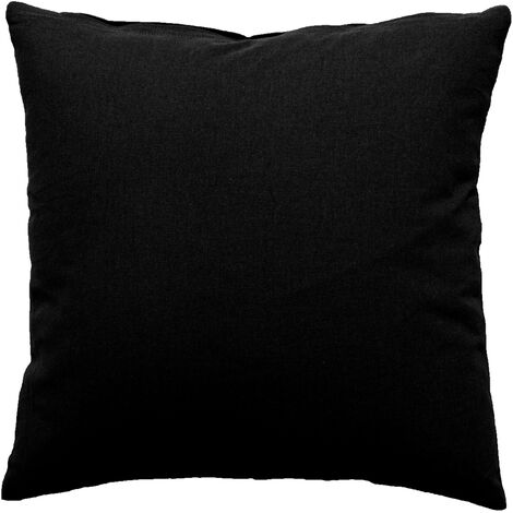 Coussin déhoussable uni en coton Noir 60x60 cm