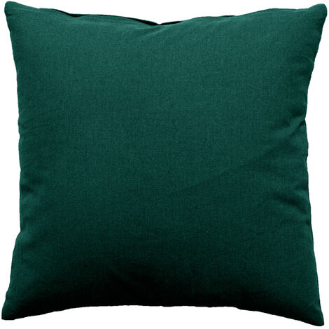 Homemaison – Coussin déhoussable en coton 100% – Vert foncé 40x40 cm – Garnissage polyester – Lavable en machine à 30°C