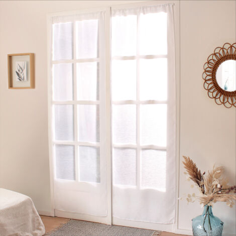 Homemaison – Paire de voilages droits 90x220 cm – Finition ourlet passe tringle – 100% polyester blanc – Prêts à poser sur tringle standard