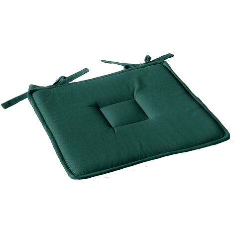 Galette plate unie avec passepoil et nouettes Vert foncé 40x40 cm
