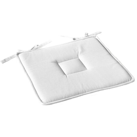 Galette plate unie avec passepoil et nouettes Blanc 40x40 cm (1/5)