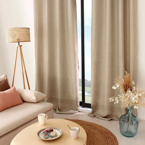 Rideau à oeillets NATTE 140 x 260 cm polyester coloris BEIGE