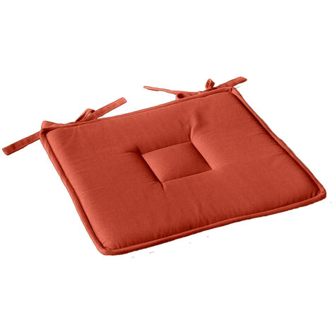 Galette plate unie avec passepoil et nouettes Brique 40x40 cm