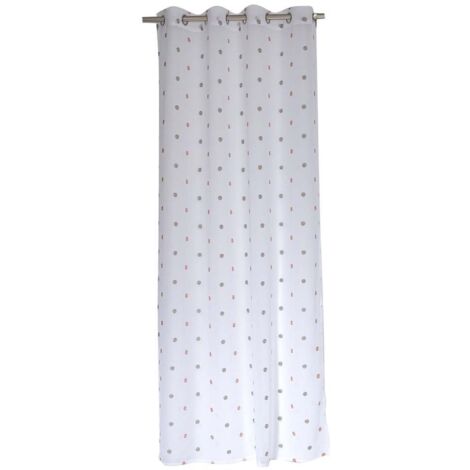 Voilage sablé brodé "Pois colorés" Rose Boudoir 140x240 cm