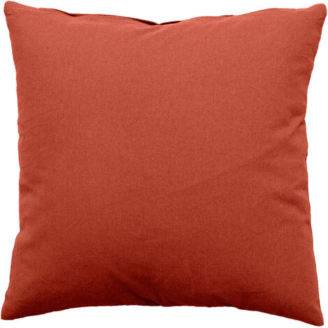 Coussin déhoussable uni en coton Brique 60x60 cm
