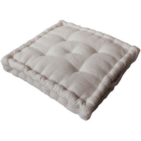Coussin de Sol 40 x 40 x 8 cm DUNE coton recyclé coloris ECRU