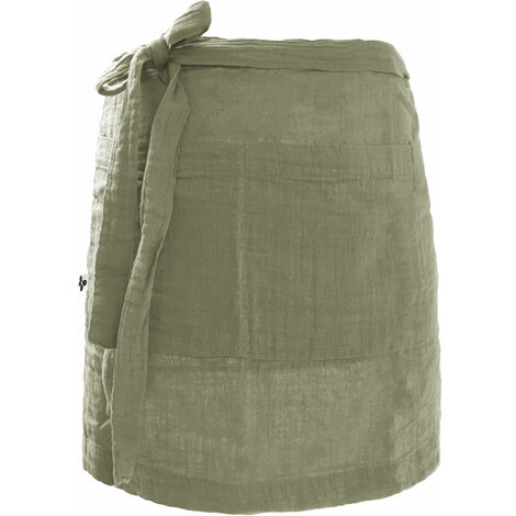 Tablier serveur Gaze de coton 45x80 cm GAIA coloris Vert Romarin (1/5)