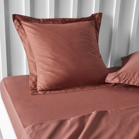 Drap Housse 160X200 cm bonnet de 30cm Coton Today Terracotta Essential