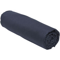 Drap housse 100% coton 140x190 extensible bonnet 25 cm Bleu Navy