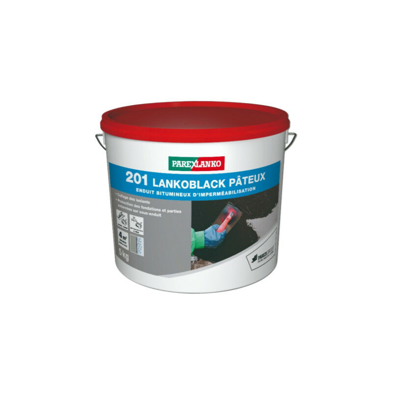 Enduit bitumineux d'imperméabilisation PAREXLANKO 201 Lankoblack pâteux - 5kg - L20105