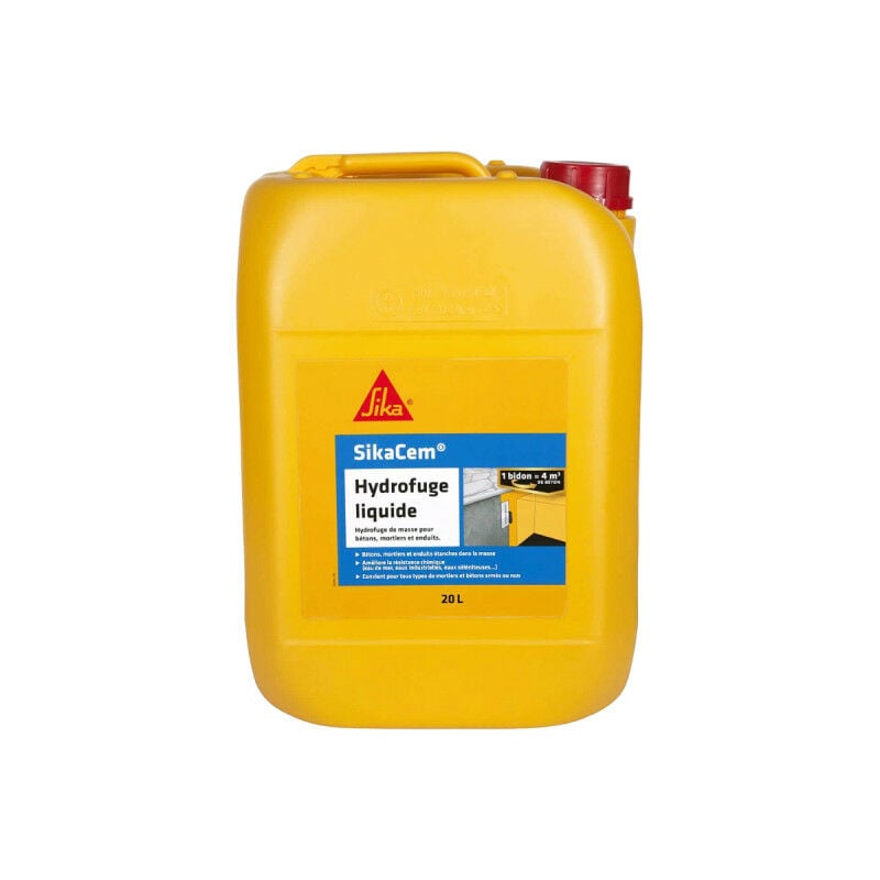 Hydrofuge de masse pour béton et mortier SIKA SikaCem Hydrofuge Liquide - 20l