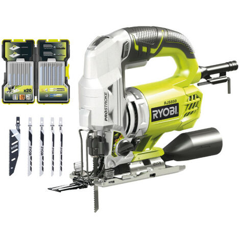 Pack RYOBI Scie Sauteuse Pendulaire RJS850KA5 - 600W - 85mm - Lot De 5 Lames Coffret De 20 Lames Bois Mtal 75 100mm Rak20jb 67651490