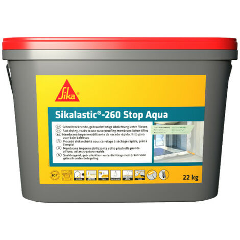 Sika – Revêtement d'étanchéité sous carrelage 8m² – 22kg – Membrane souple et résistante pour douches et cuisines – Étanchéité 150 kPa - Sikalastic-260