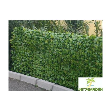 Haie artificielle feuillage de rosier 1,00m x 3m – Support grille plastique semi-souple – Traité anti-UV 9000 heures – Décoration extérieure – Jet7Garden