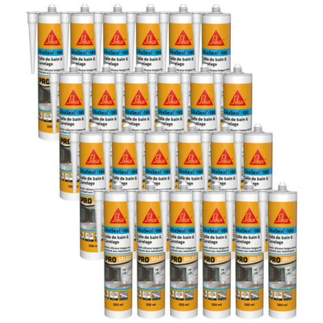 Lot de 24 mastics silicone SIKA Sikaseal-180 Salle de bain & carrelage - Blanc - 300ml (1/4)