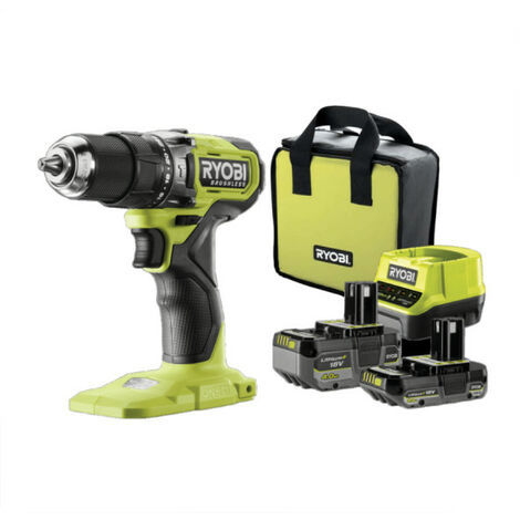 RYOBI Perceuse-visseuse à percussion 18V One+ Brushless - 1 batterie 4,0 Ah - 1 batterie 2.0 Ah - 1 chargeur - RPD18BL1-2C42S