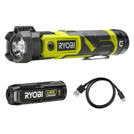RYOBI Lampe torche 4V USB Lithium - 640 lumens - 1 Batterie 2,0Ah - RLP4-120G