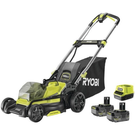RYOBI Tondeuse poussée 18V Brushless - coupe 40cm - 2 batteries 4,0Ah - 1 chargeur rapide - RY18LMX40C-240