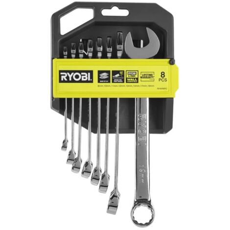 Ryobi RHWR8PC Jeu de clés mixtes 8 pièces 8 10 11 12 13 14 17 19 mm (1/5)