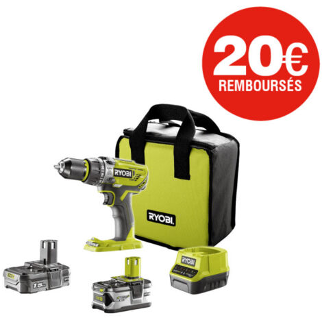 Perceuse-visseuse 2 vitesses RYOBI 18V ONEPLUS - 2 Batteries LithiumPlus 4,0 Ah et 1,5Ah - 1 chargeur rapide - R18DD3 - 2415BS (1/5)