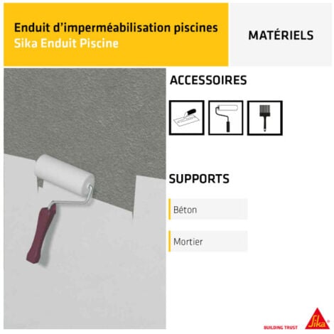 Complément d'imperméabilisation pour piscine SIKA Enduit Piscine - Blanc écume - Kit 6,16kg