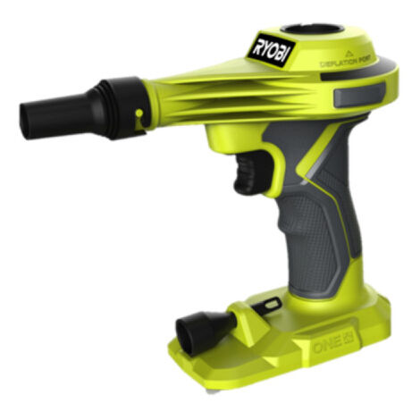 Ryobi – Gonfleur dégonfleur 18V – Débit 210 L/min – Pression jusqu’à 0,034 Bar – Utilisation comme souffleur d’atelier – 4 buses incluses (1/8)