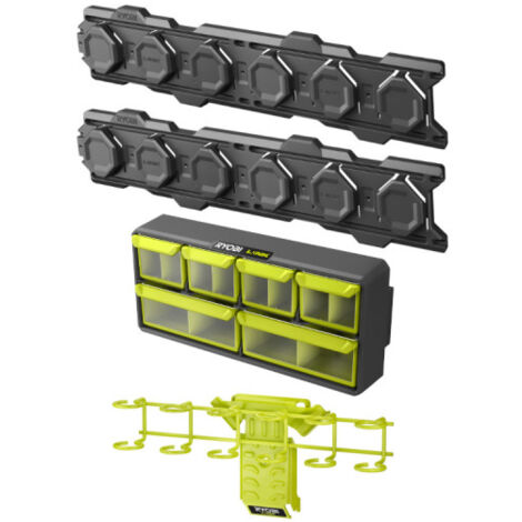 Pack RYOBI Système LINK 2 rails muraux - Porte-tournevis - Organisateur ajustable